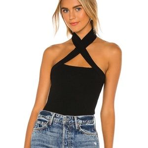 Revolve black ribbed crop tank